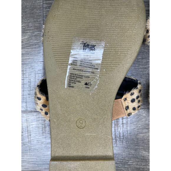 MUK LUKS Nerissa Sandals Slip on size 9 Faux Fur Strap Animal Print Flats Casual - Picture 7 of 8